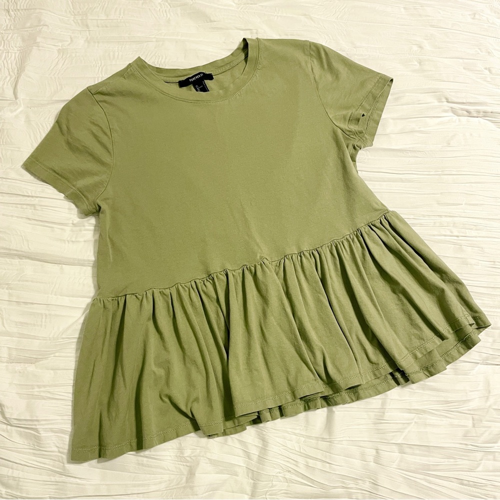 Forever 21 Olive Peplum Tee